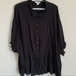 Black Dressy Button Up Blouse Womens Size 4X